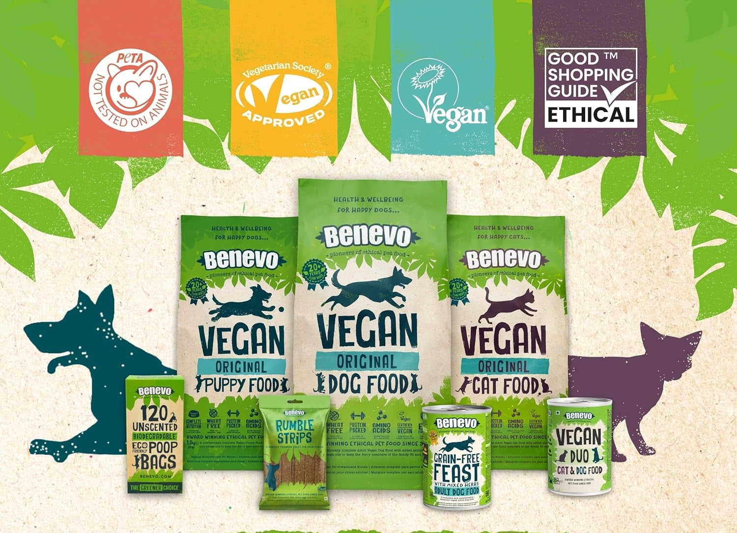 Comida vegana para perros y gatos: la gama Benevo al completo
