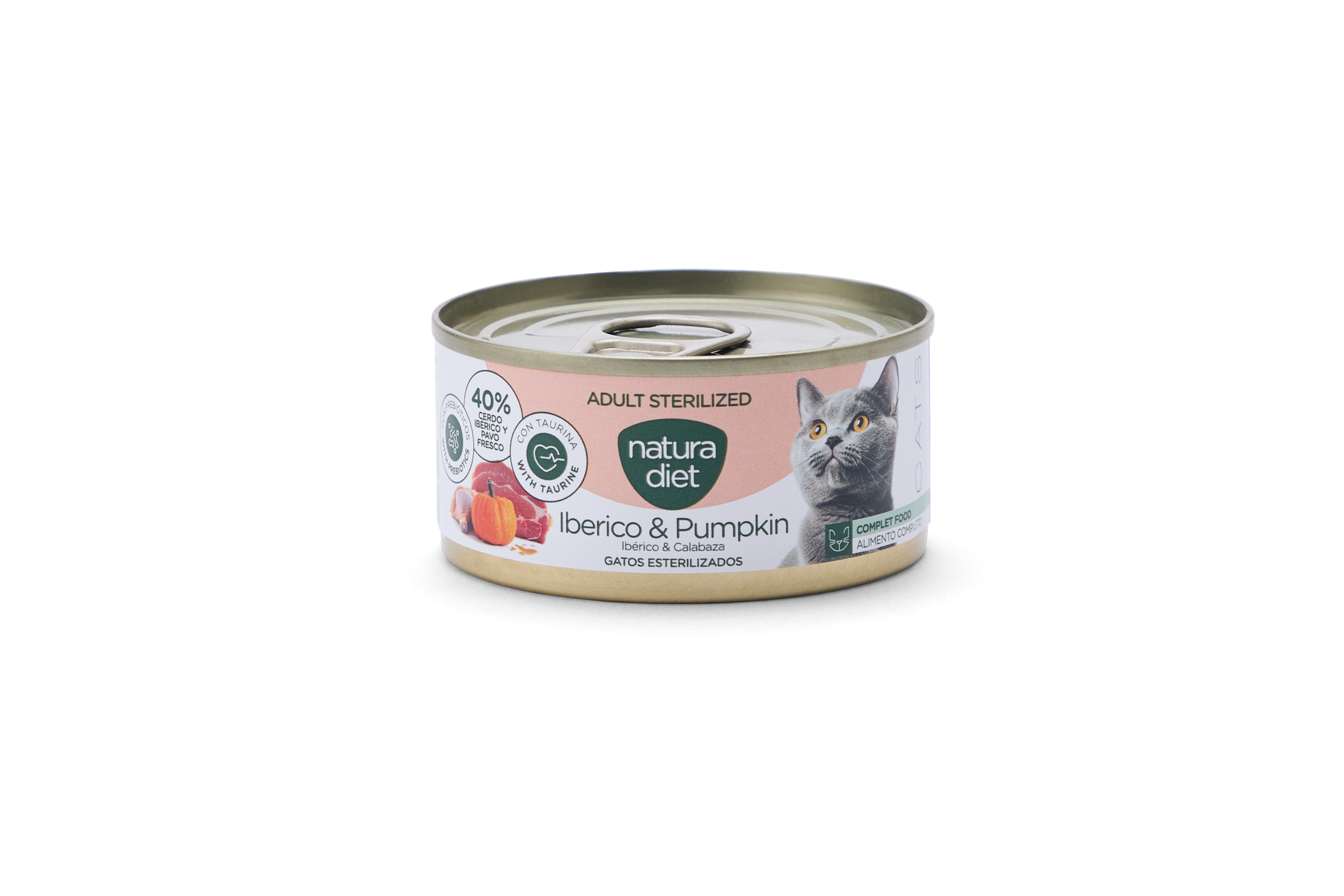 Natura Diet Cat Paté Adult Sterilized Ibérico & Pumpkin 85g — Bichomania