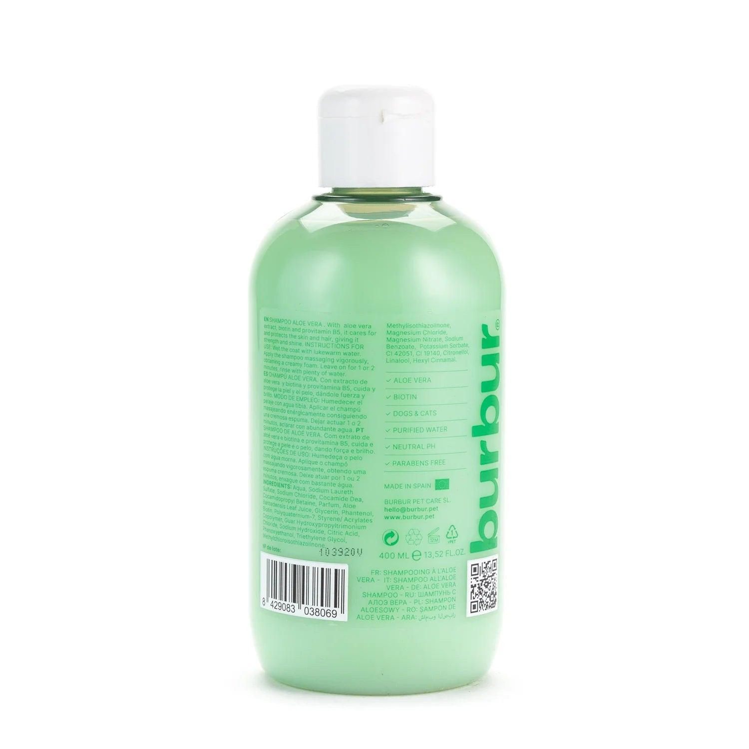 Champú con aloe vera burbur para perros y gatos 400 ml