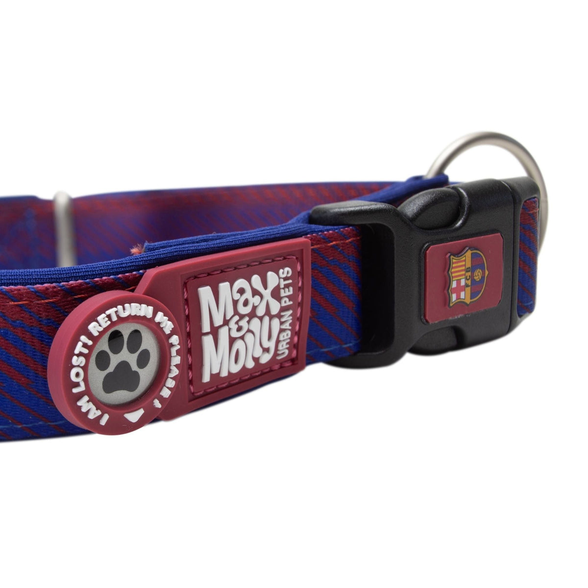 Detalle del diseño oficial FC Barcelona del collar Smart ID Max & Molly