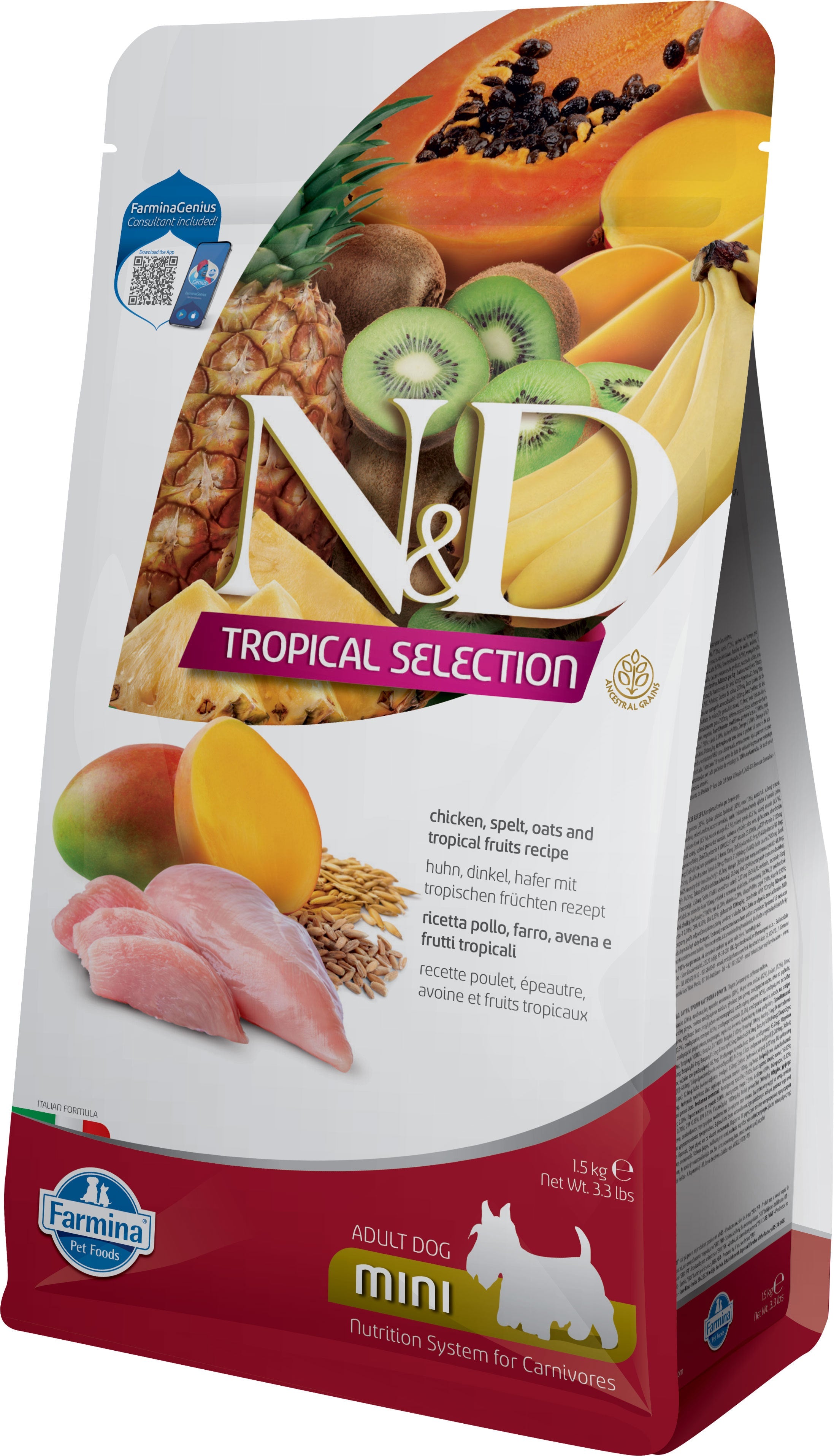 Farmina N&D Dog — Tropical Pollo Adult Mini 1,5Kg — 8010276042231