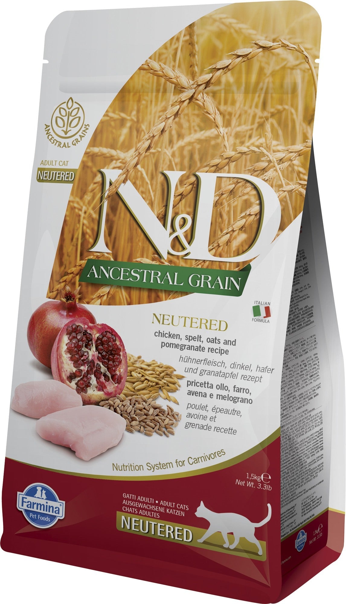 Farmina N&D Ancestral Grain Cat Neutered — Pollo (Adult) 1,5kg — 8010276030481