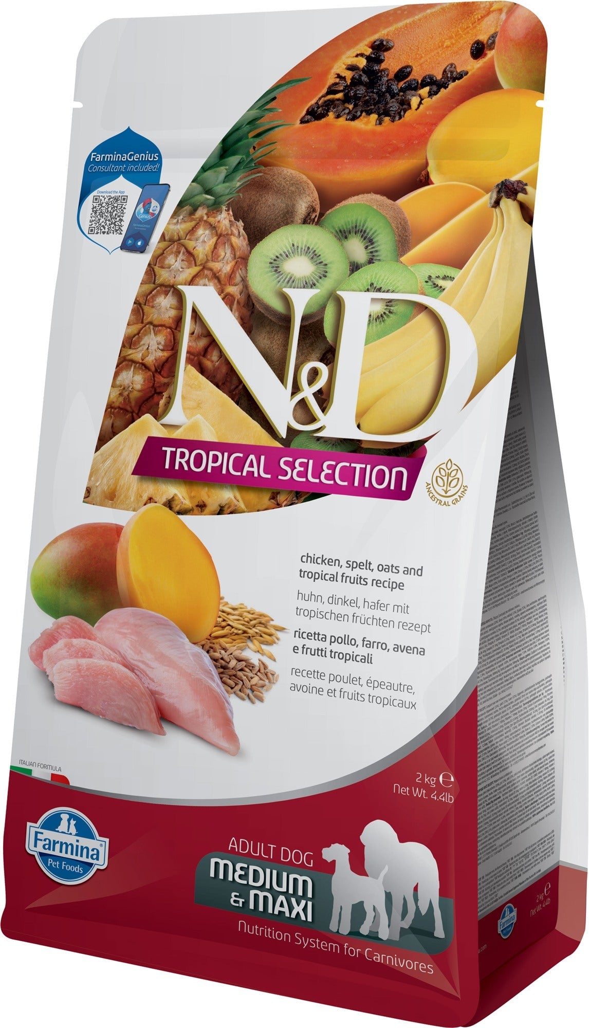 Farmina N&D Dog — Tropical Pollo Adult Med/Max 2Kg — 8010276042255