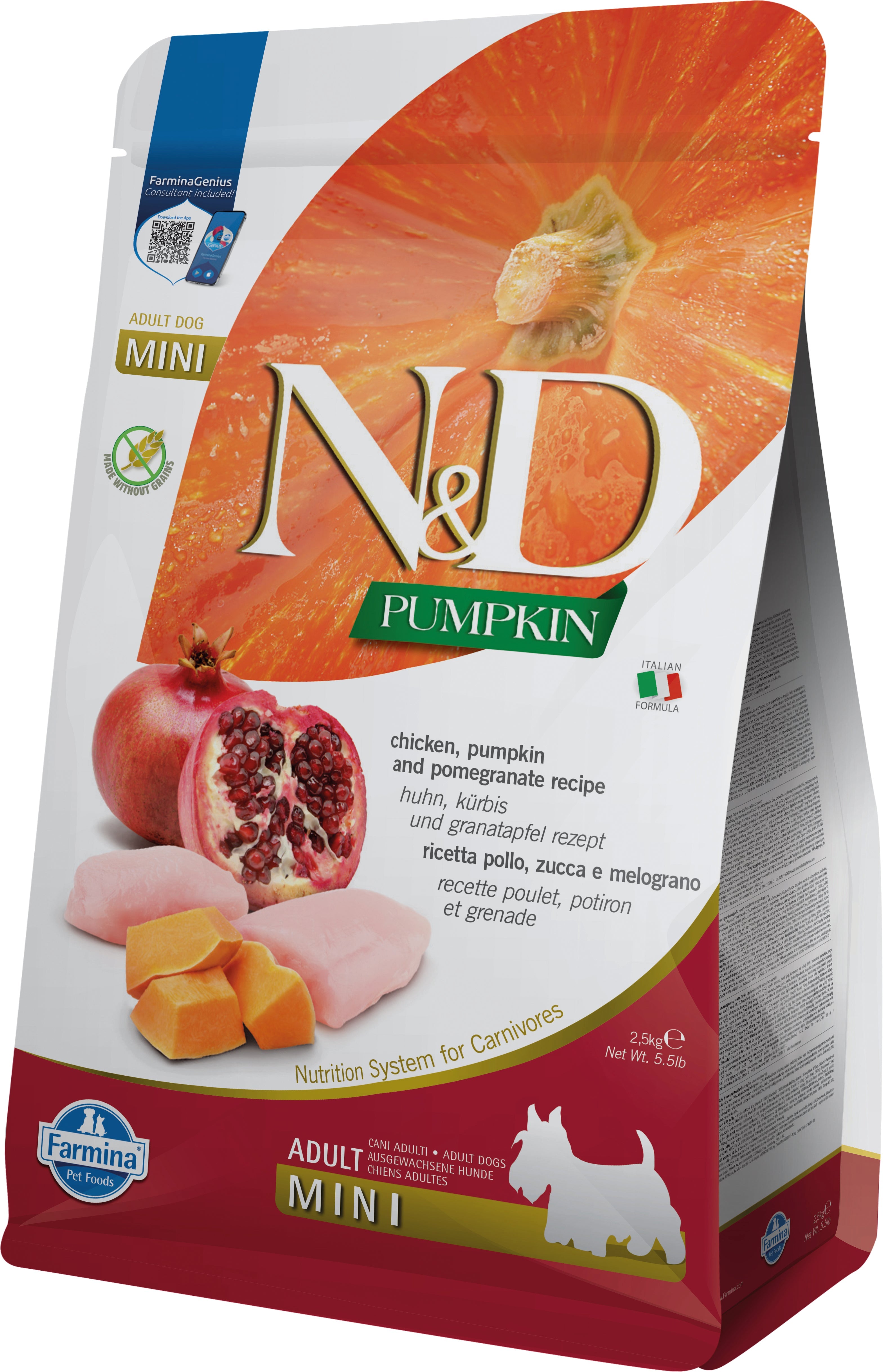 Farmina N&D Dog — Pumpkin Pollo & Granada Adult Mini 2,5Kg — 8010276033253