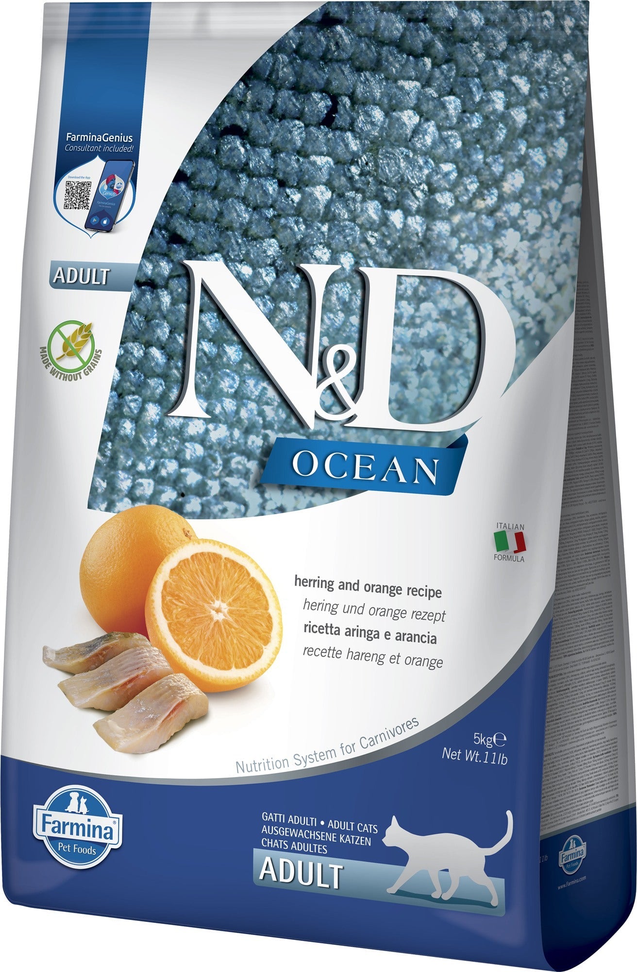 Farmina N&D Ocean Cat — Arenque y Naranja (Adult) 5kg — 8010276036711