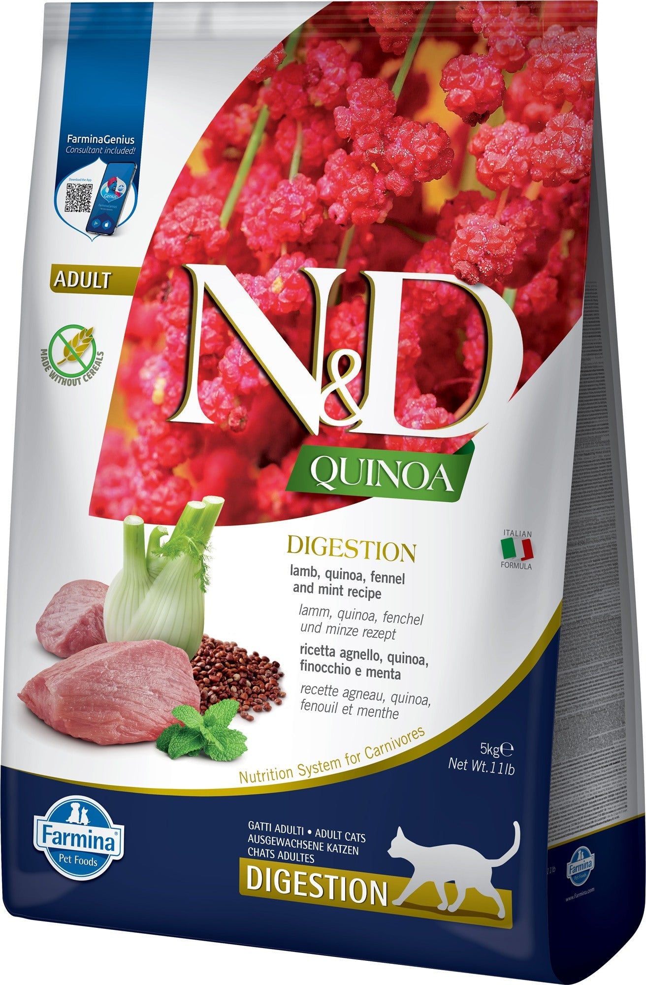 Farmina N&D Cat — Quinoa Digestion Adult 5Kg — 8010276036957