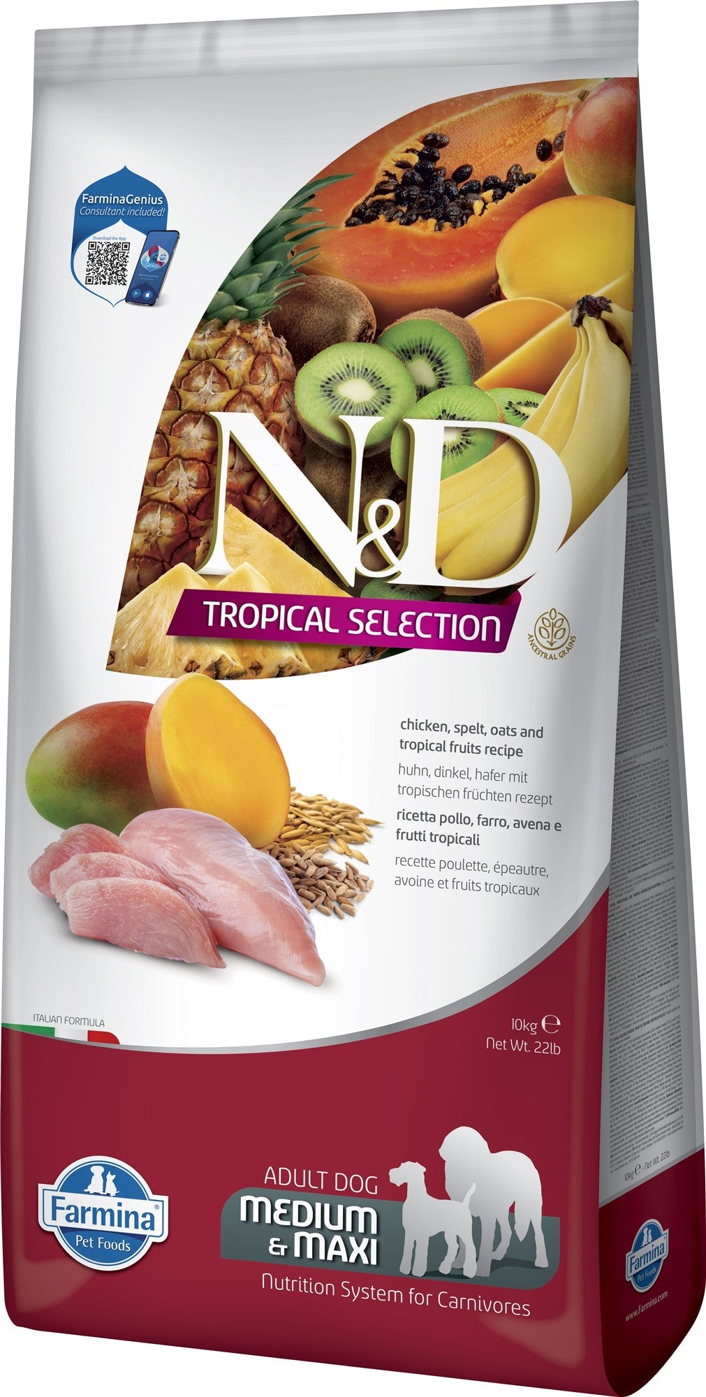 Farmina N&D Dog — Tropical Pollo Adult Med/Max 10Kg — 8010276042262