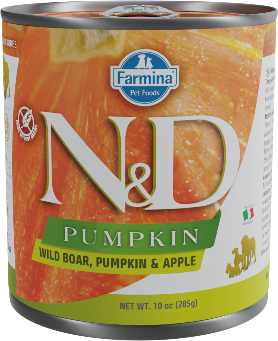 Farmina N&D Dog — Pumpkin Jabali, Cabalaza & Manzana Lata 285Gr — 8606014102543