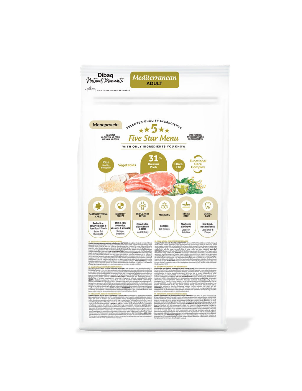 Dibaq Natural Moments 5 Star Mediterranean para perros adultos