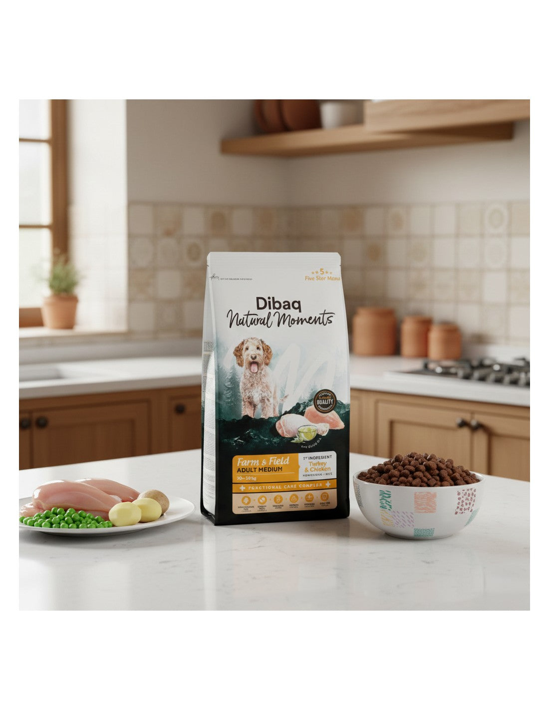 Dibaq Natural Moments 5 Star Pavo y Pollo para perros adultos razas medianas