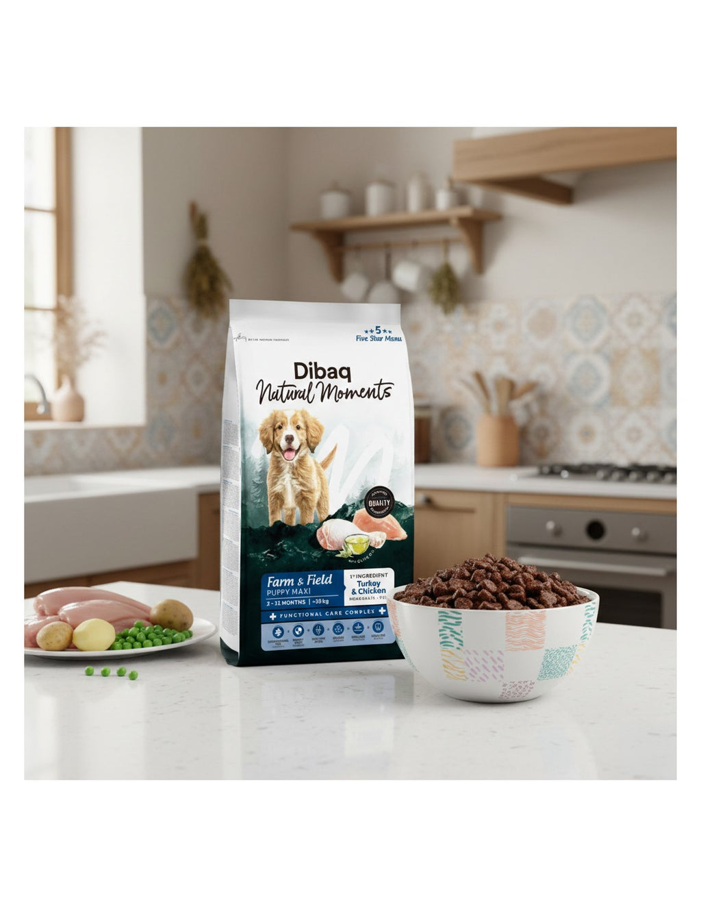 Dibaq Natural Moments 5 Star Pavo y Pollo para cachorro razas grandes