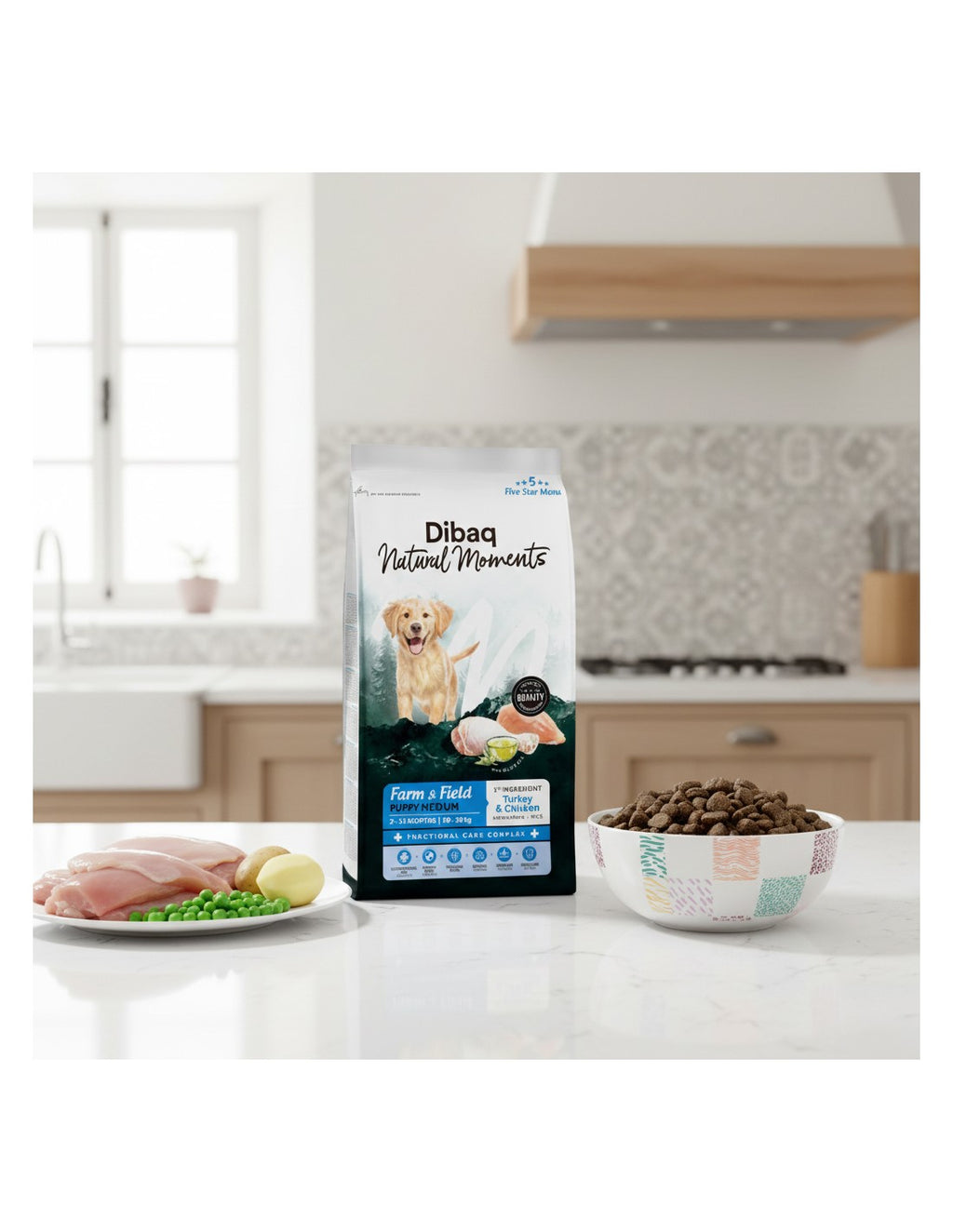 Dibaq Natural Moments 5 Star Pavo y Pollo para cachorros razas medianas