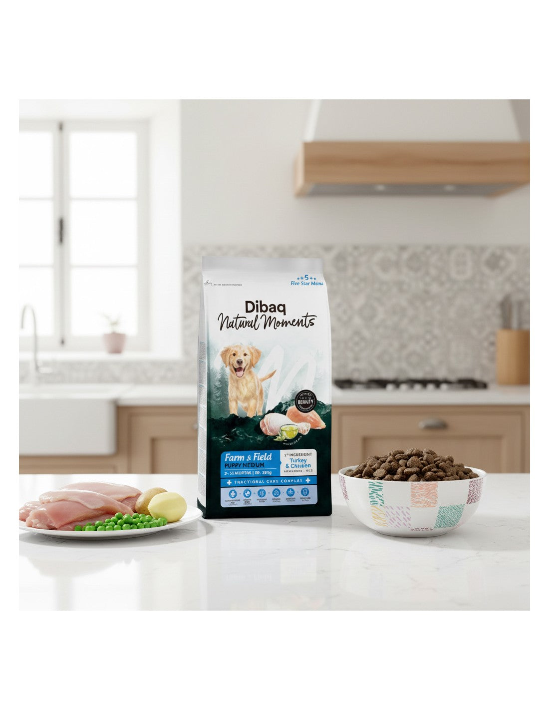 Dibaq Natural Moments 5 Star Pavo y Pollo para cachorros razas medianas