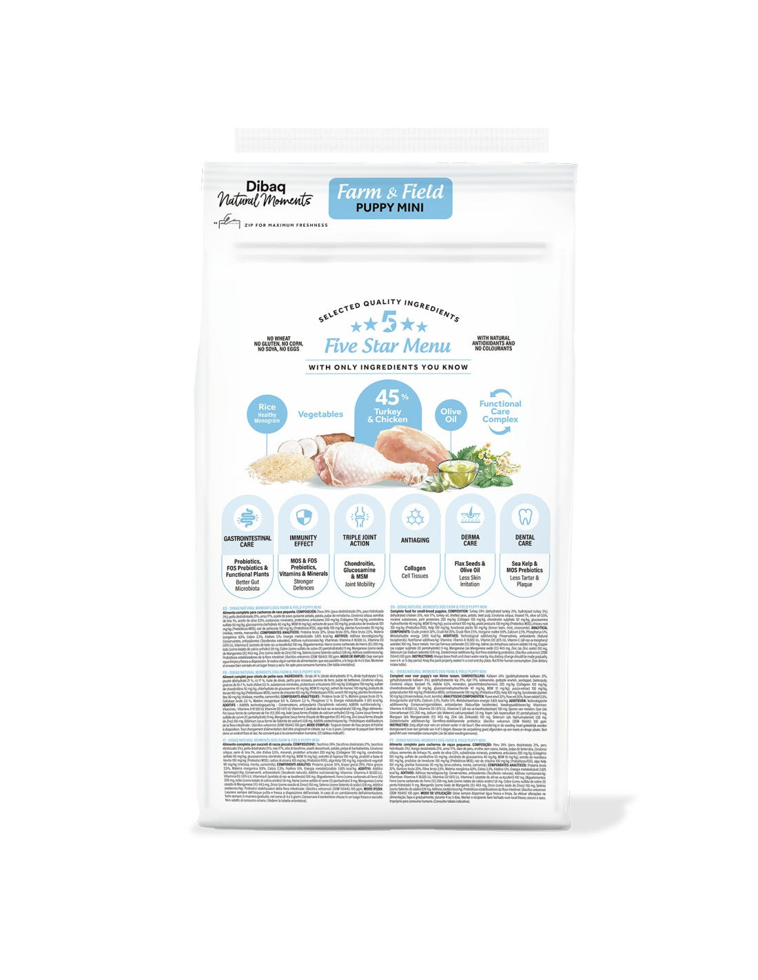 Dibaq Natural Moments 5 Star Pavo y Pollo para cachorros razas pequeñas