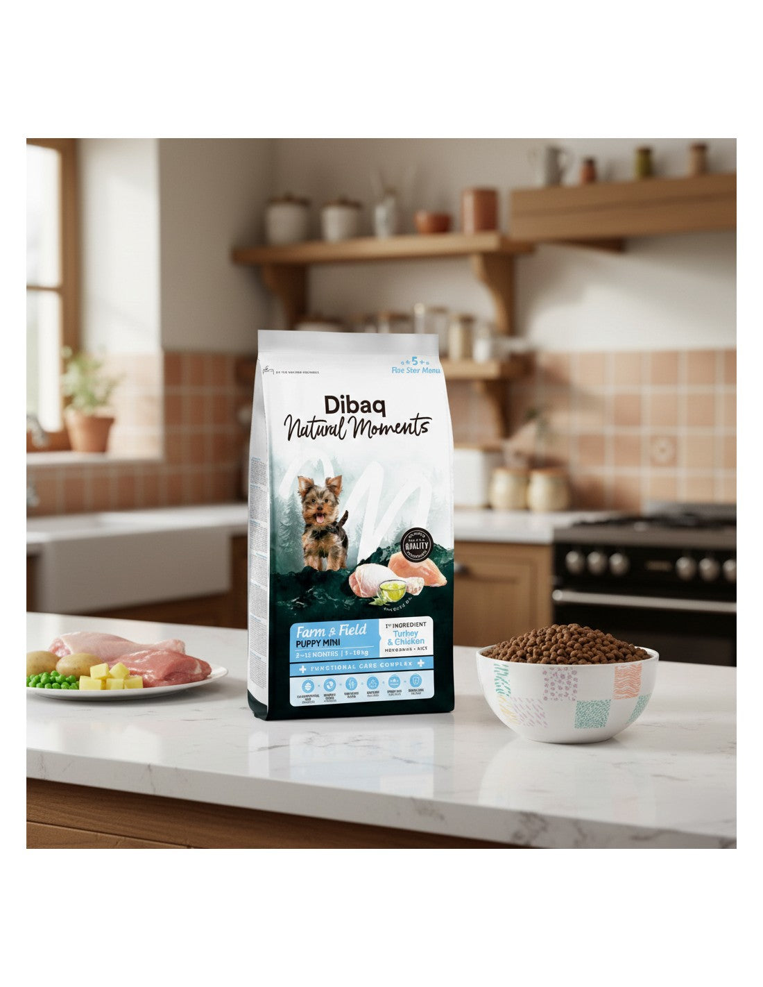 Dibaq Natural Moments 5 Star Pavo y Pollo para cachorros razas pequeñas