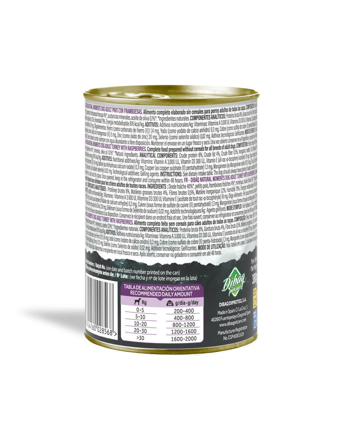 Dibaq Natural Moments Pavo con Frambuesa para perros adultos