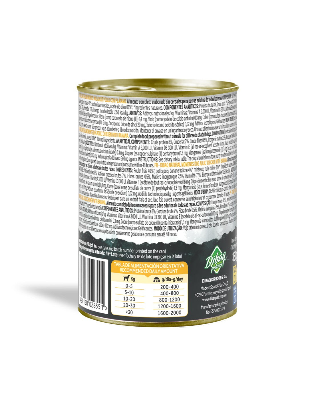 Dibaq Natural Moments Pollo con Plátano para perros adultos