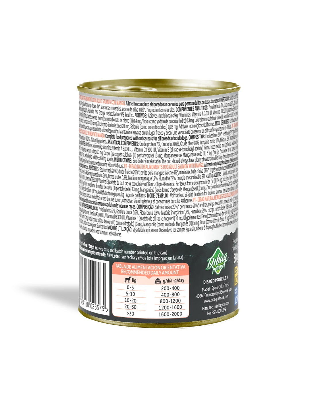Dibaq Natural Moments Salmón con Mango para perros adultos