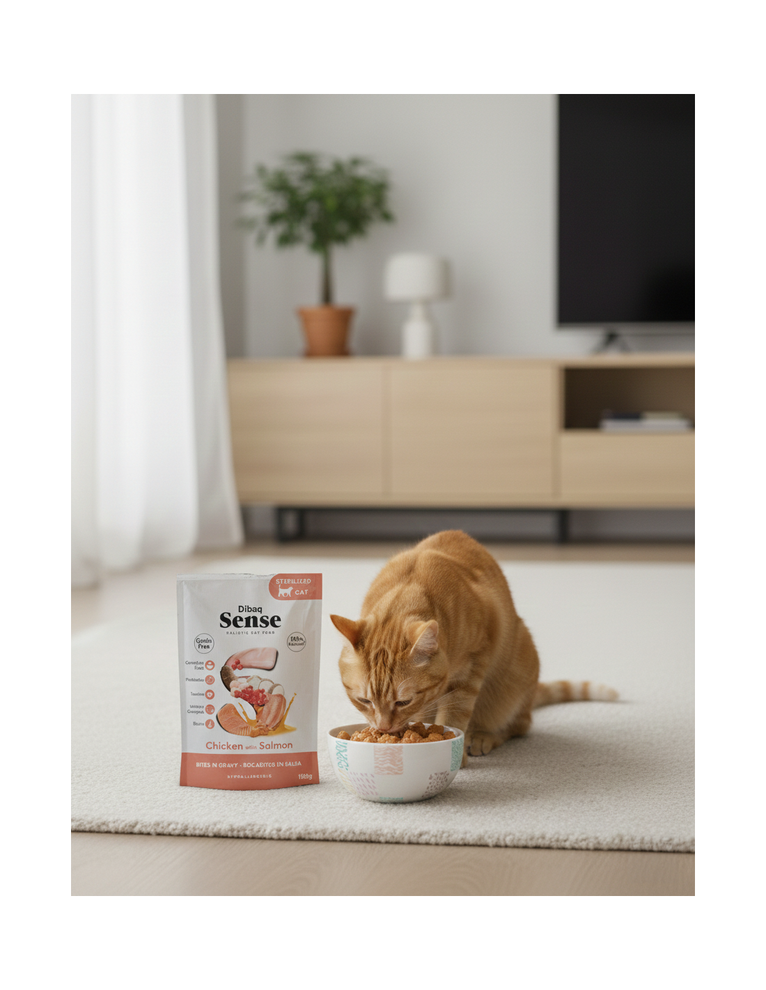 Dibaq Sense Bocaditos en Salsa de Pollo con Salmón para gatos adultos esterilizados