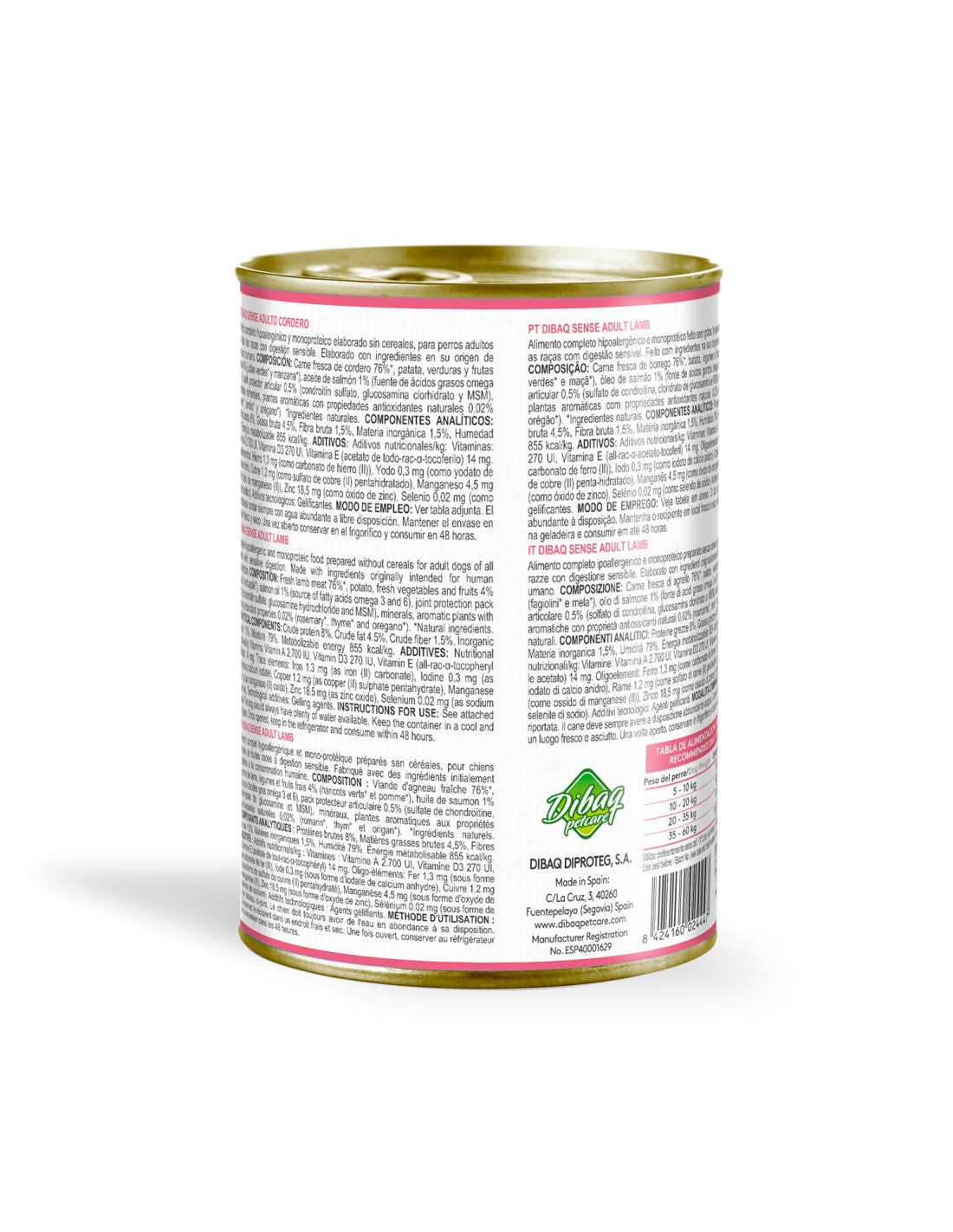 Dibaq Sense Cordero alimento Húmedo