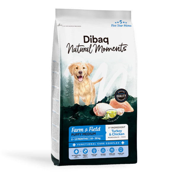 Dibaq Natural Moments 5 Star Pavo y Pollo para cachorros razas medianas