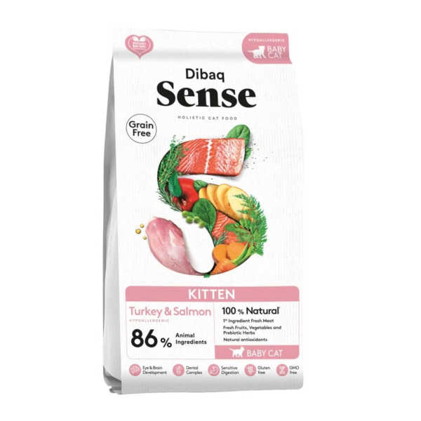 Dibaq Sense gatos kitten pavo y salmón grain free
