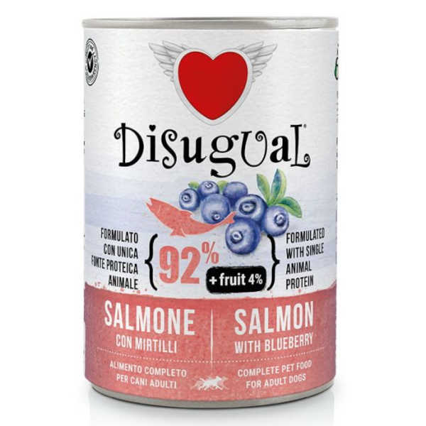Disugual salmón y arándanos comida húmeda para perros