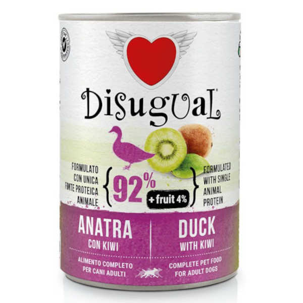 Disugual pato y kiwi comida húmeda para perros