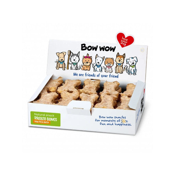 Huesos prebióticos supernaturales Bow Wow de pollo y yuca (30 unidades)