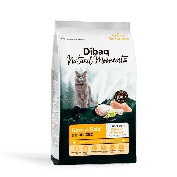 Dibaq Natural Moments 5 Star Pollo y Pavo para gatos adultos esterilizados