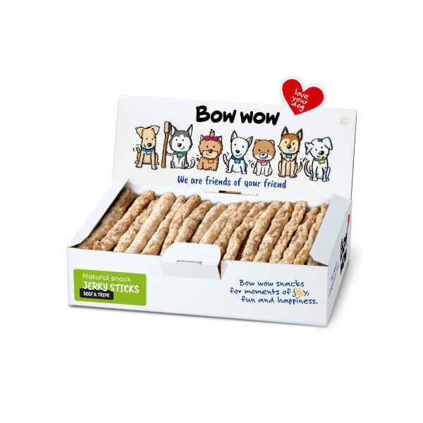 Palitos de cecina Bow Wow Super Natural de res y callos 50 unidades
