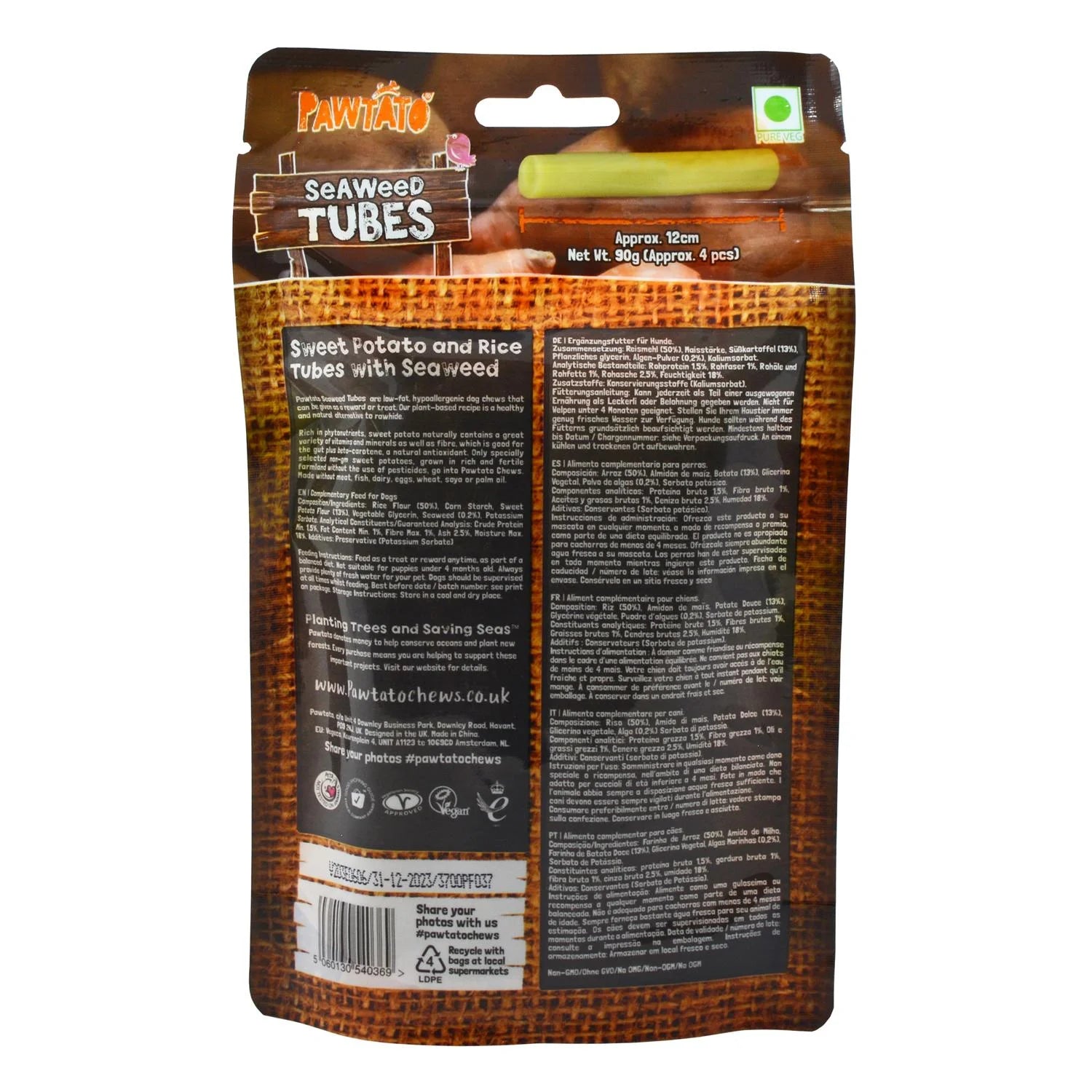 Sticks algas marinas pawtato Benevo para perros
