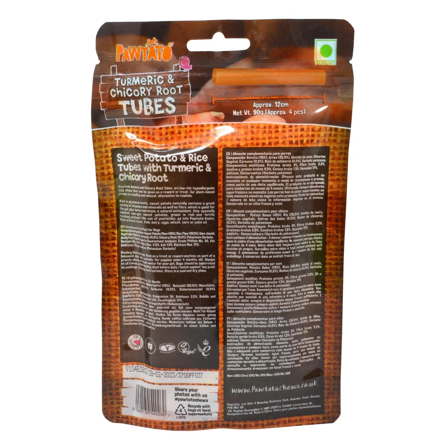 Sticks cúrcuma y achicoria pawtato Benevo para perros