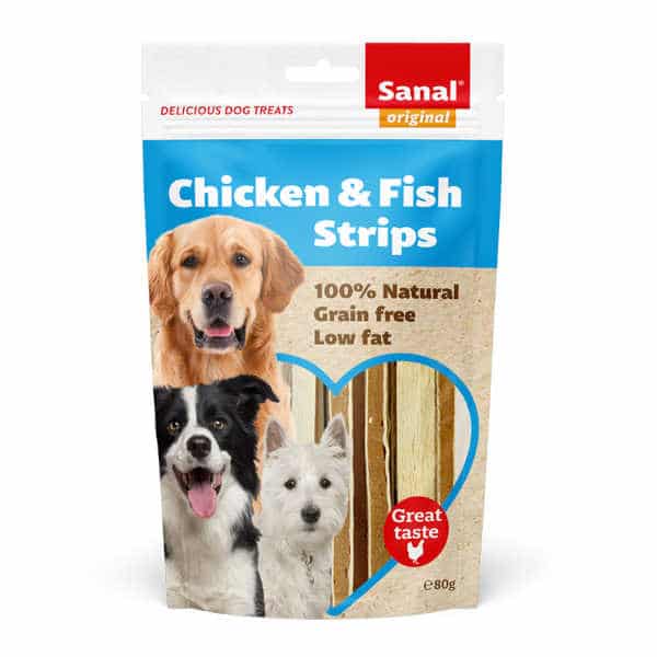 Sanal Chicken & Fish Strips para perros