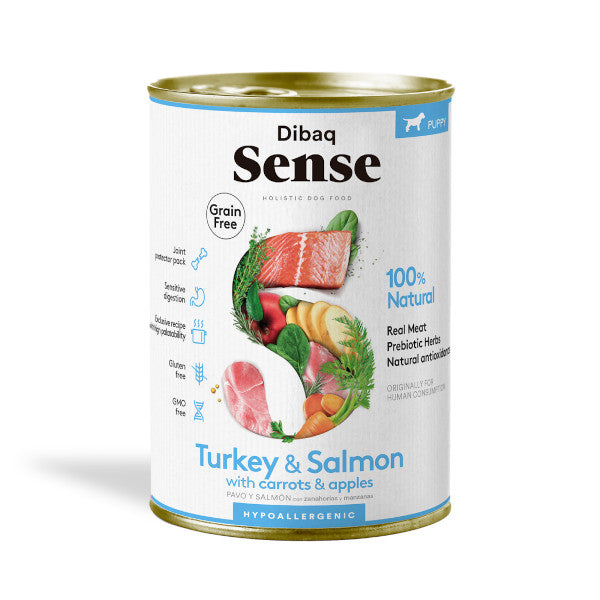 Dibaq Sense Puppy pavo y salmón alimento húmedo